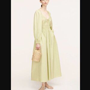 Rebecca Taylor Poplin Smocked Waist Dress | Matcha - Matcha